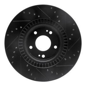 Hyundai Genesis Coupe Brake Rotor (1) - Front Left - R1 Concepts - Drilled & Slotted - Black - `10-`16